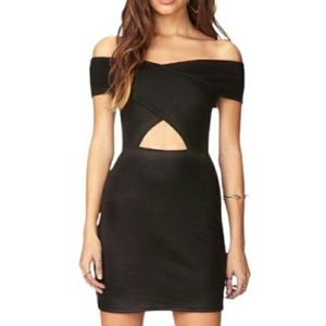 FOREVER 21 Black Criss Cross Off The Shoulder Cut Out Dress Medium NWT